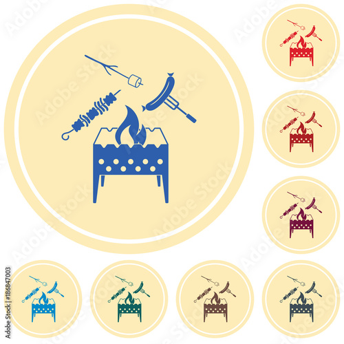 Brazier, zephyr, kebab and sausage icon