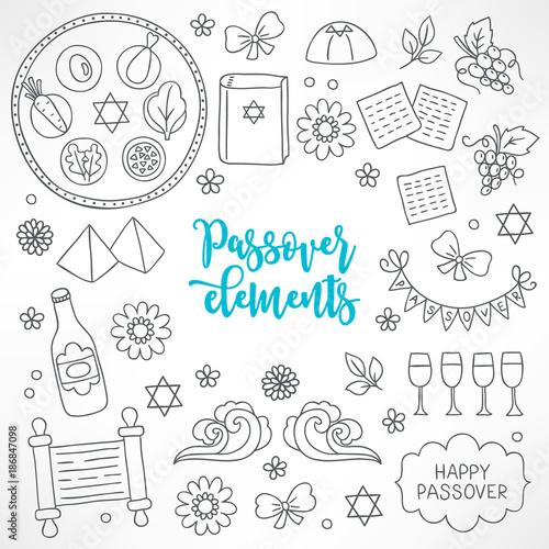 Hand drawn Passover design elements photo