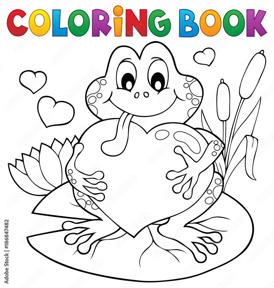 Coloring book Valentine frog Coloring book Valentine frog