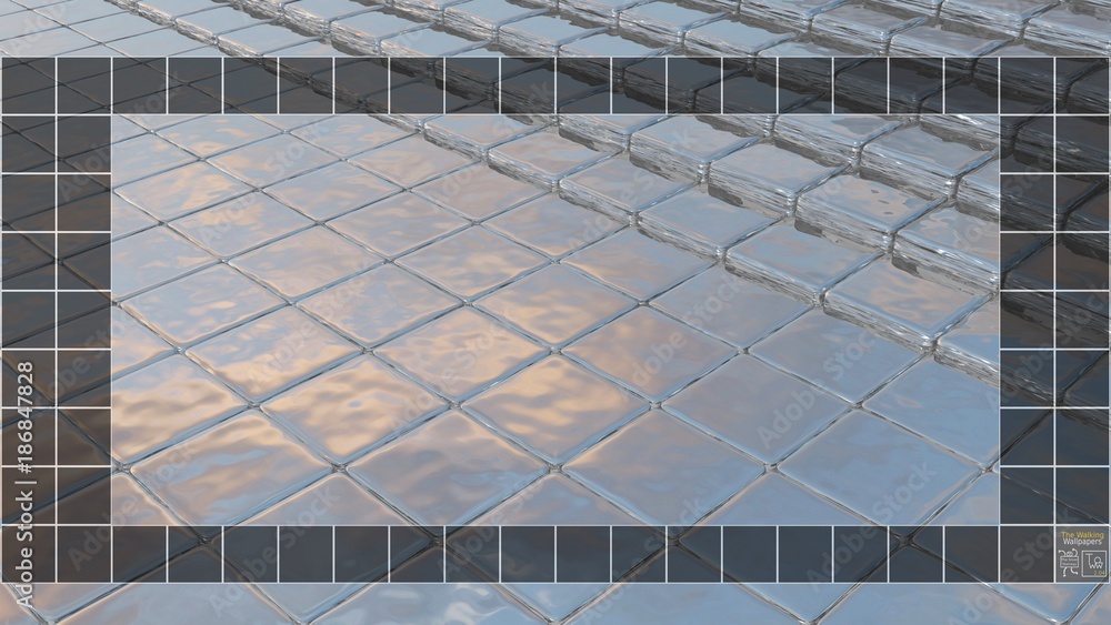 Obraz premium 3D rendering background with icons place for desktop size 1920x1080 with bottom taskbar, “The Walking Wallpapers” series 2.04 - The Silver Stairway