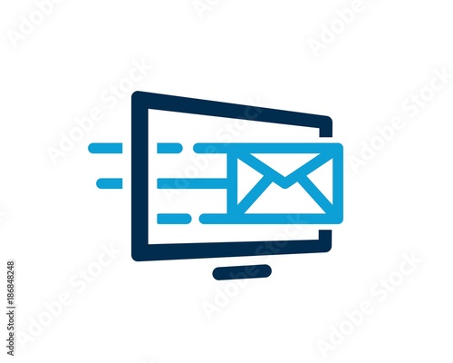 Email Computer, Perspective Rounded Outline