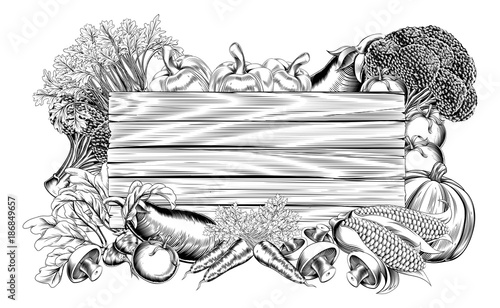Vegetable and Fruits Produce Sign