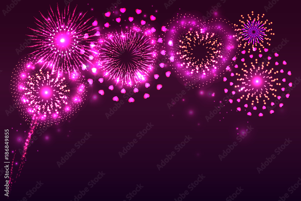Valentine concept fireworks with space for text. illustration vector. Valentine concept fireworks with space for text. illustration vector.