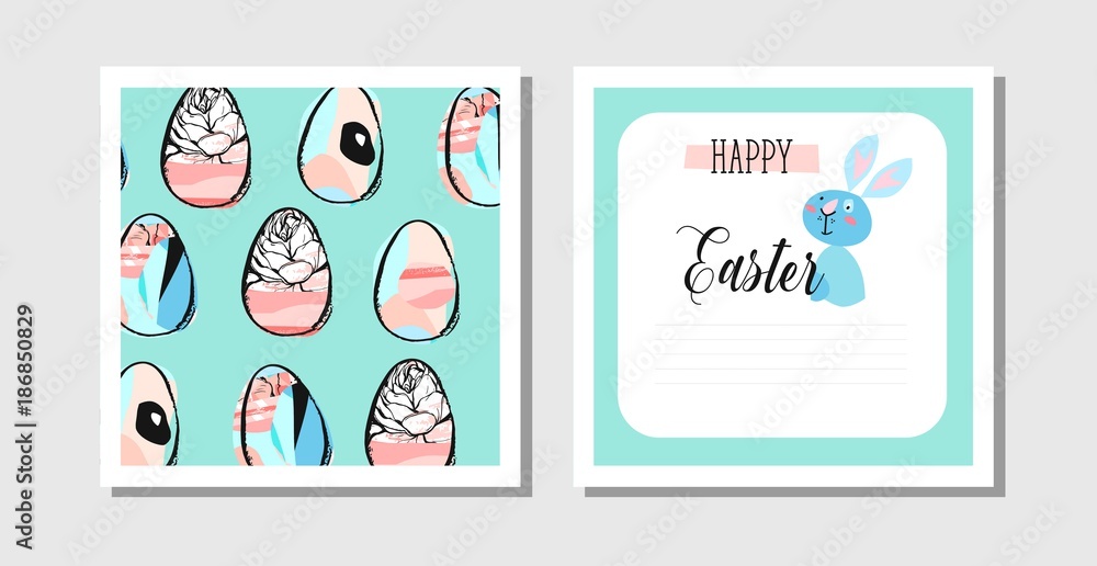 vector cartoon style easter bunny greeting card vector cartoon style easter bunny greeting card