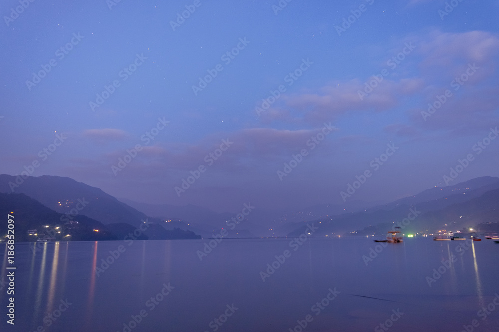 morning time view of Fewa lake, Pokhara, Nepal
