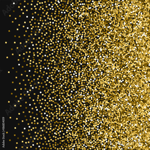 Gold glitter. Right gradient with gold glitter on black background. Neat Vector illustration.