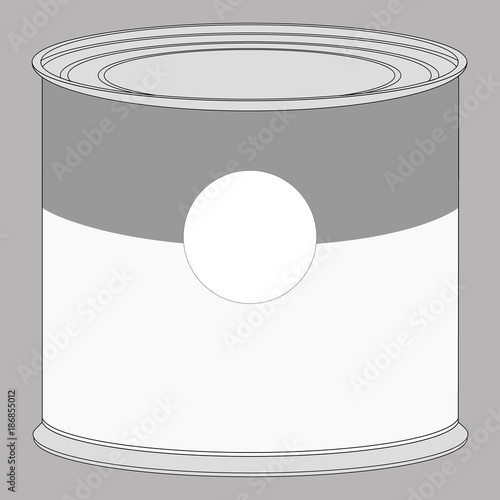 Realistic blank tin for canned food, preserve. Mock up to advertise goods