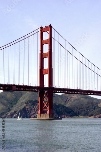Golden gate bridge with boats