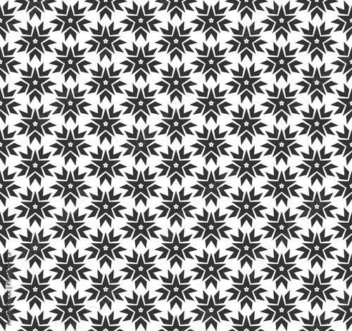 Abstract star geometric Seamless pattern . Repeating geometric Black and white texture.