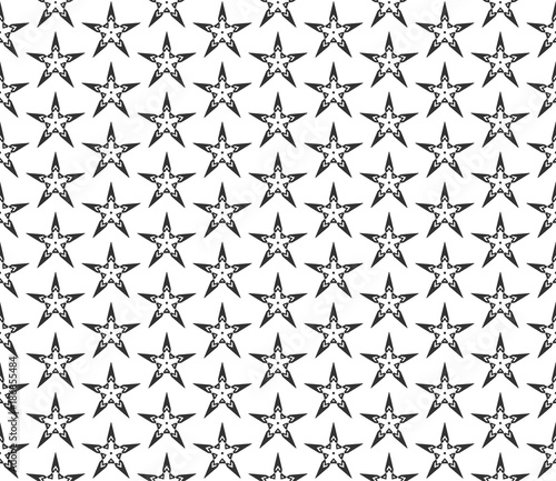 Abstract star geometric Seamless pattern . Repeating geometric Black and white texture.