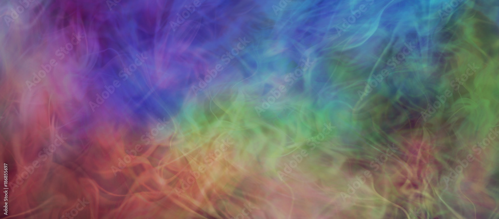 Ethereal Gaseous multi-coloured background - red pink blue green orange yellow purple colored flowing energy formation background 
