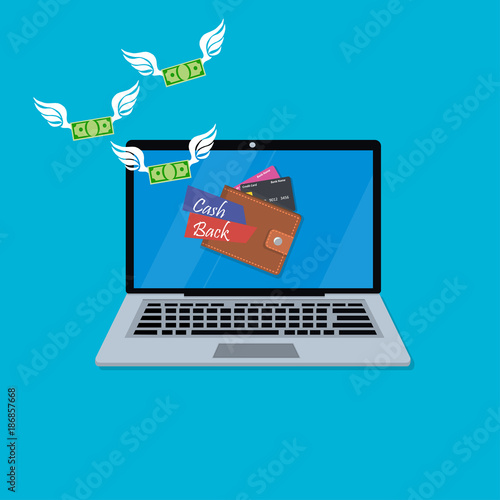 laptop screen with cashback wallet