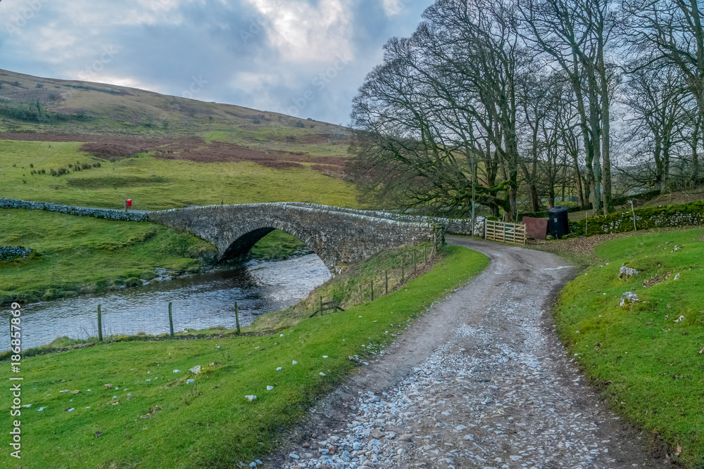 Upper Wharfedale next to the river Wharfe at Buckden in the Yorkshire Dales in winter