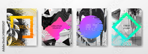 Fotografia, Obraz Abstract Fluid, lines and shapes creative templates, cards, color covers set