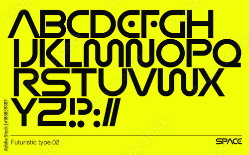 Futuristic sci-fi font. Modern geometric type