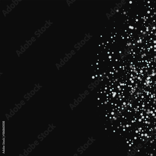 Amazing falling snow. Right semicircle with amazing falling snow on black background. Impressive Vector illustration.