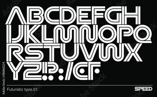 Futuristic sci-fi font. Modern geometric type
