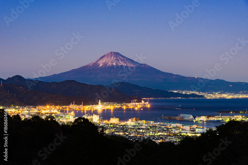 Sunset of Mount Fuji and Shimizu Port in winter (冬の富士山と清水港夕景)