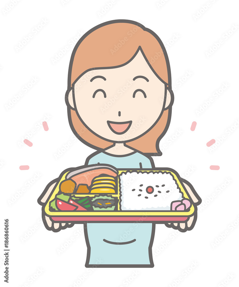 Εκτύπωση καμβά A pregnant woman wearing green dress has a box lunch
