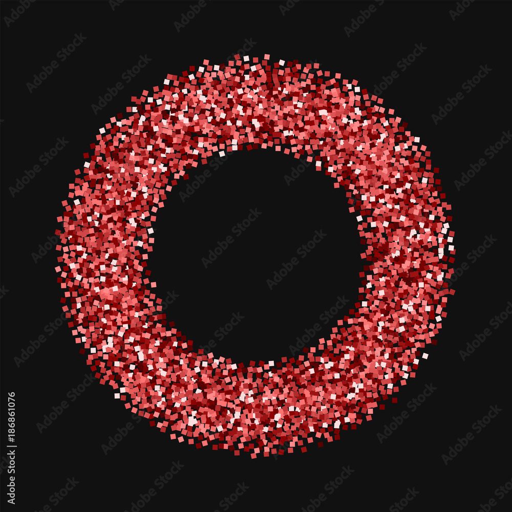 Red gold glitter. Bagel frame with red gold glitter on black background. Cool Vector illustration. Red gold glitter. Bagel frame with red gold glitter on black background. Cool Vector illustration.