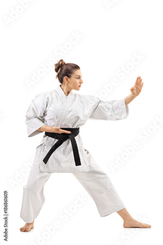 Karate girl doing a kata