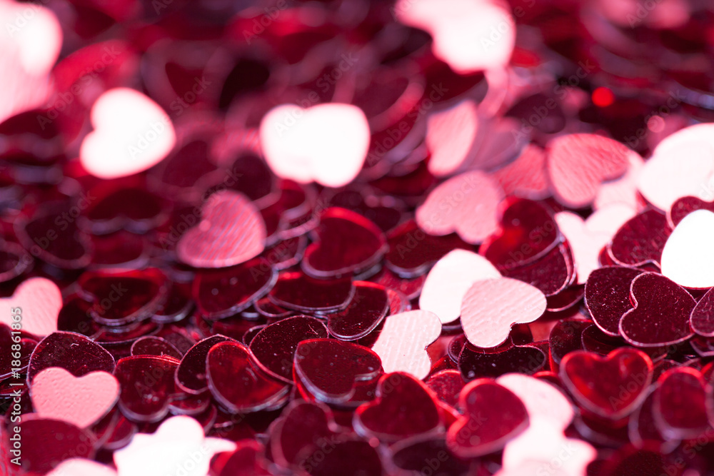Red sparkle heart background. bright and festive. St. Valentine's concept of greeting. Macro photo Red sparkle heart background. bright and festive. St. Valentine's concept of greeting. Macro photo