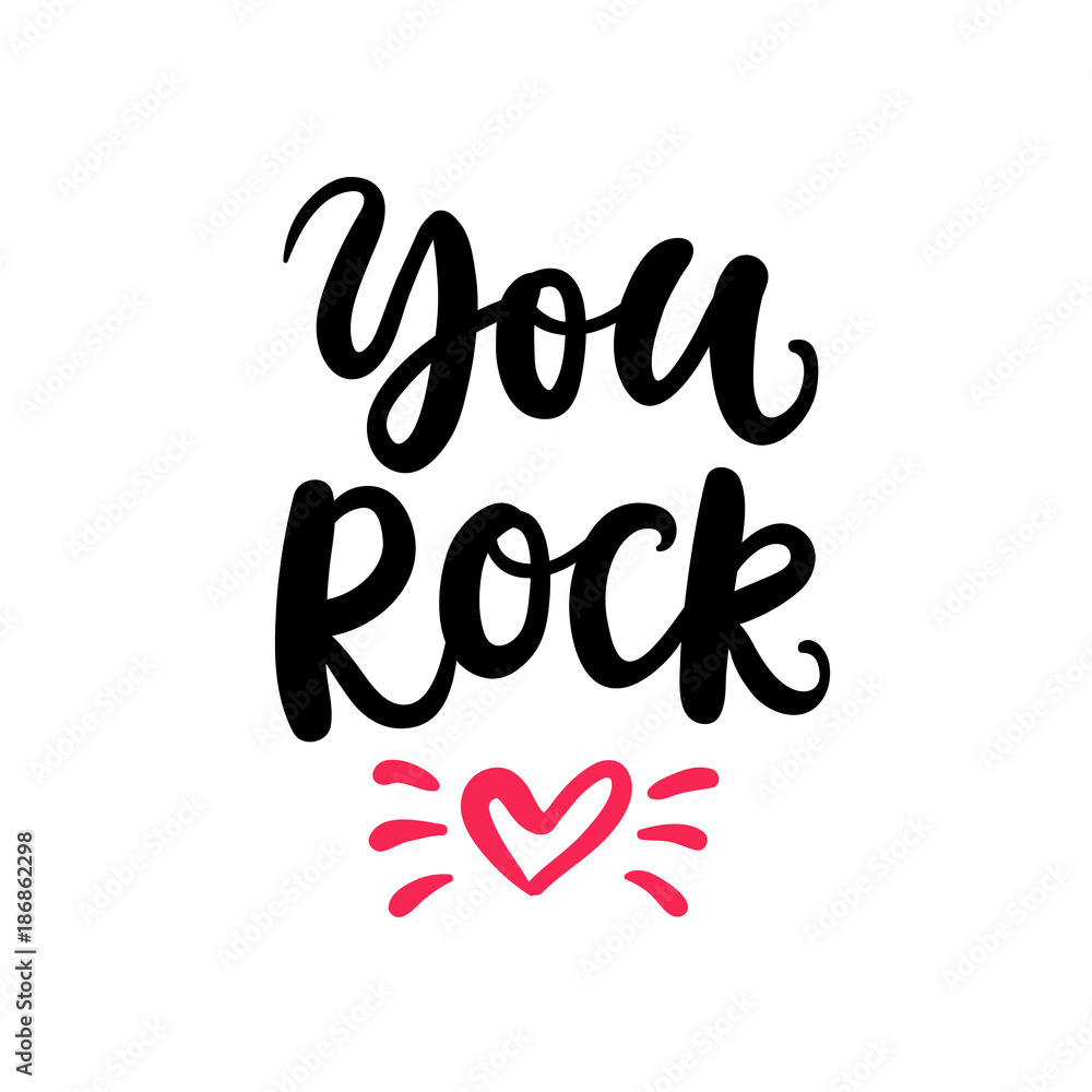 You Rock. Hand Written Lettering for Valentines Day Gift Tag