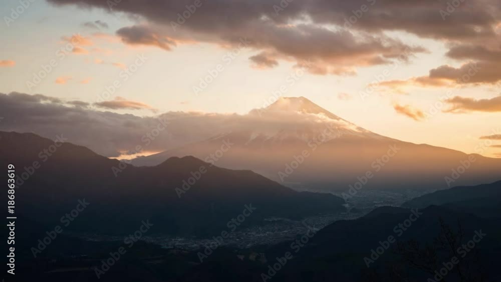 Mt. Fuji from Mt. Takagawa-yama in Yamanashi Prefecture at Sunset (time-lapse) Mt. Fuji from Mt. Takagawa-yama in Yamanashi Prefecture at Sunset (time-lapse)