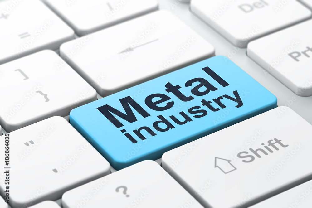 Industry concept: computer keyboard with word Metal Industry, selected focus on enter button background, 3D rendering Industry concept: computer keyboard with word Metal Industry, selected focus on enter button background, 3D rendering