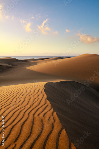 Horizontal landscape of dunes in Gran Canaria island, Maspalomas. photo