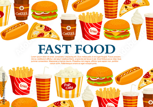 Fast food vector poster of fastfood meals