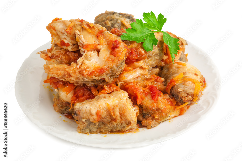 stewed fish on plate