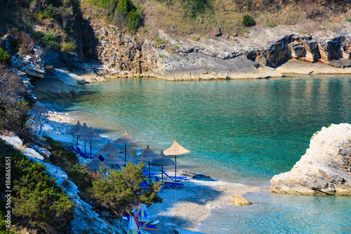 Summer morning Pulebardha beach (Albania). photo