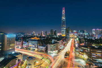 Fototapete Seoul Sonnenuntergang über dem Han-Fluss  © Mr.wijit amkapet