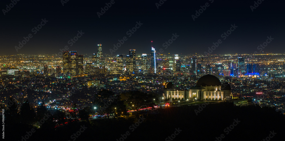 Griffith Observatory at Night with Los Angeles Skyline