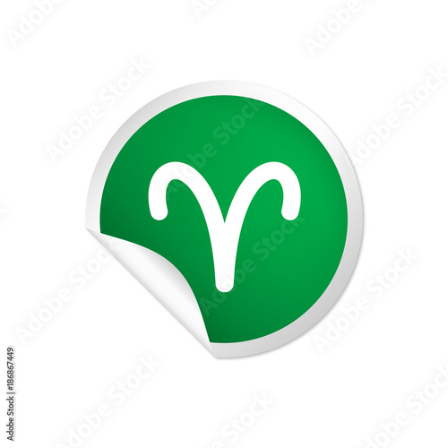 runder Sticker grün - Sternzeichen - Widder