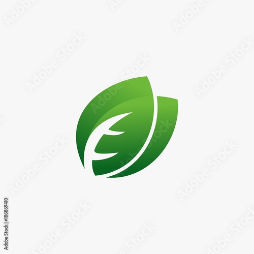 green leaf icon logo design