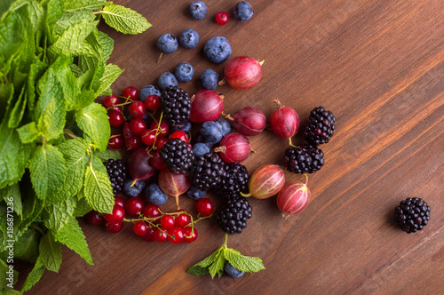 Berries on a wooden background