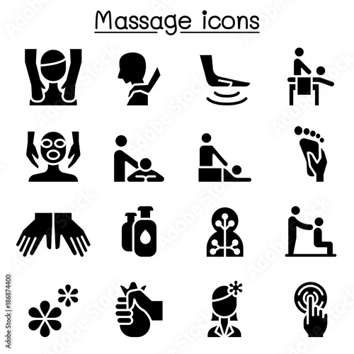 Massage, Spa & alternative therapy icon set illustration graphic design