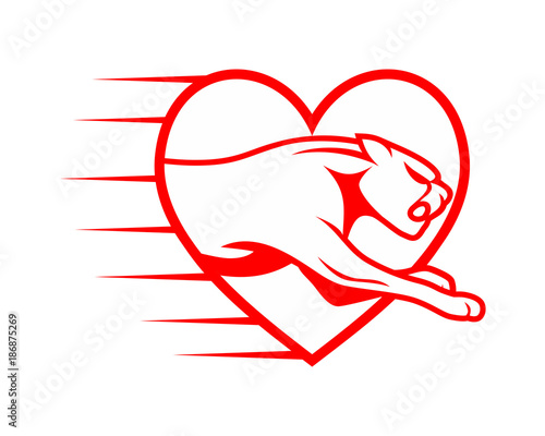 red heart love foot leg leopard cheetah tiger jaguar beast animal image vector