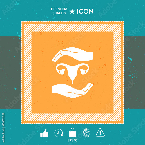 Hands holding Female uterus - protection symbol