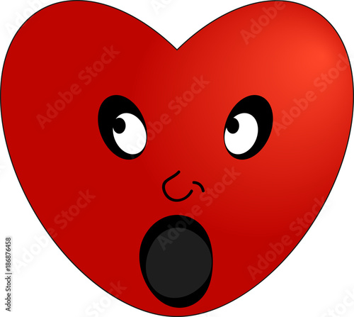Red heart surprised emoticon