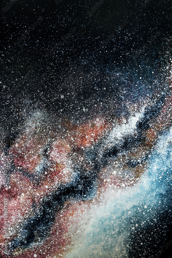 Fototapeta acrylic painting of stars and milky way 
