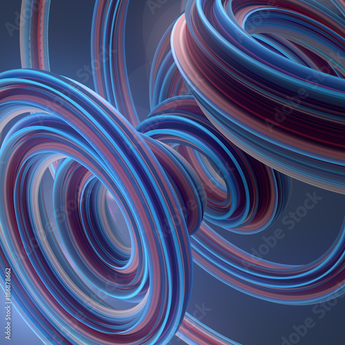 Colored twisted shape. Computer generated abstract geometric 3D render illustration