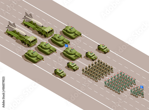 Military Parade Isometric Composition 