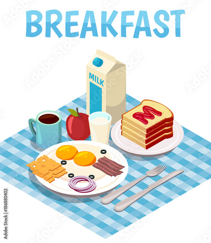 Breakfast Isometric Composition