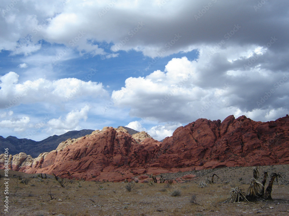 Red Mountains in the Distance in Nevada