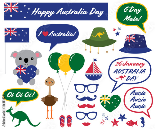 Australia Day photo booth props and design elements