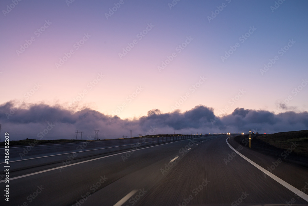 drive to Rejkjavik at dusk