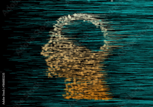Human head with speedy line and block shape. Concept of artificial intelligence, AI, deep learning, IoT, technology upgrade. Vector
